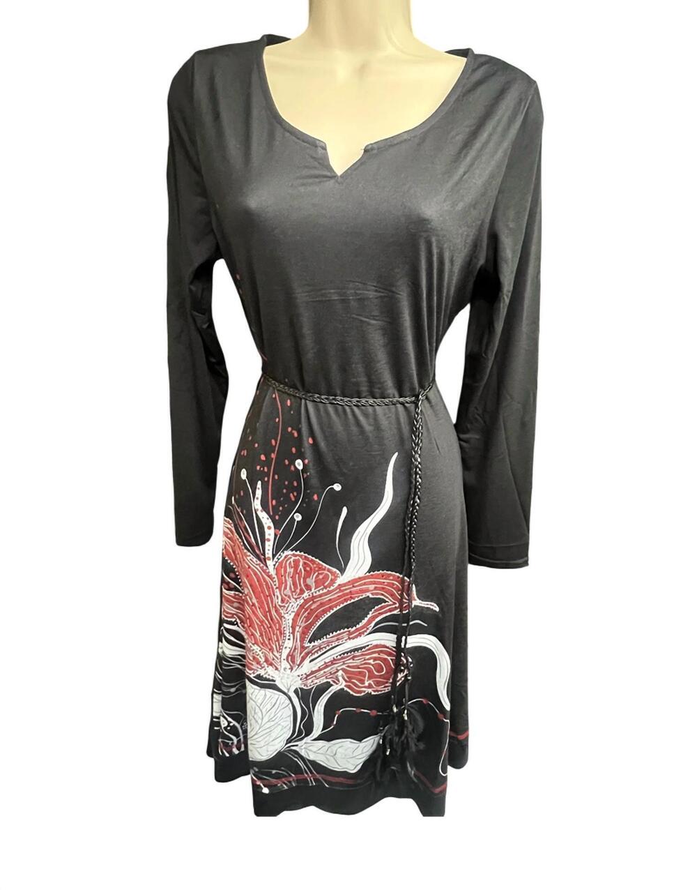 NEW MICHAEL K women's belted beauty jersey dress in rose black